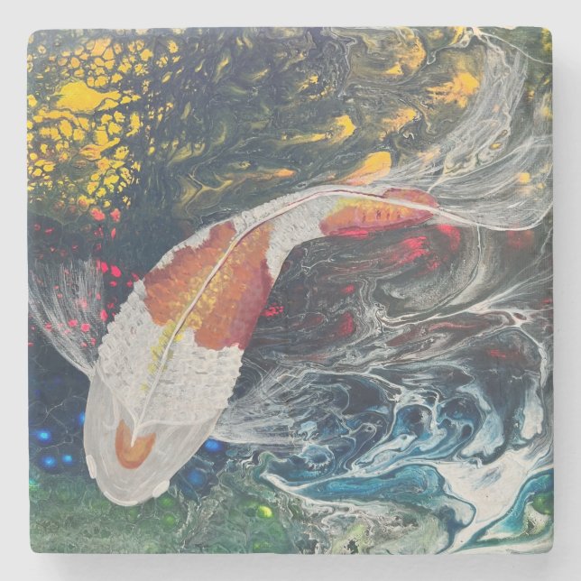 Single Koi on Coaster Steinuntersetzer (Vorderseite)