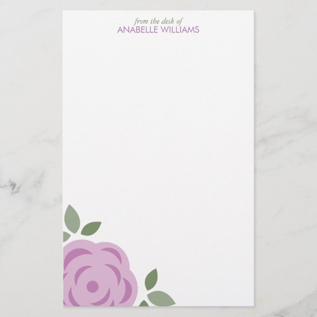 Single-Lavendel-Blume personalisiert Briefpapier (Vorderseite)