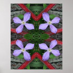Single Lavender Clematis Blume Abstrakt Poster
