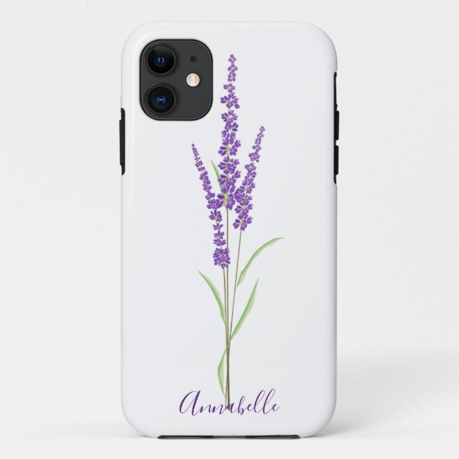 Single Lavender Stem | PERSONALISIERT Case-Mate iPhone Hülle (Rückseite)