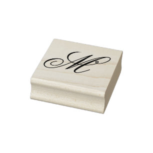 Single Letter Extravagant Script Monogram Gummistempel
