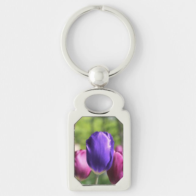 Single Lila Tulip Schlüsselanhänger (Vorderseite)