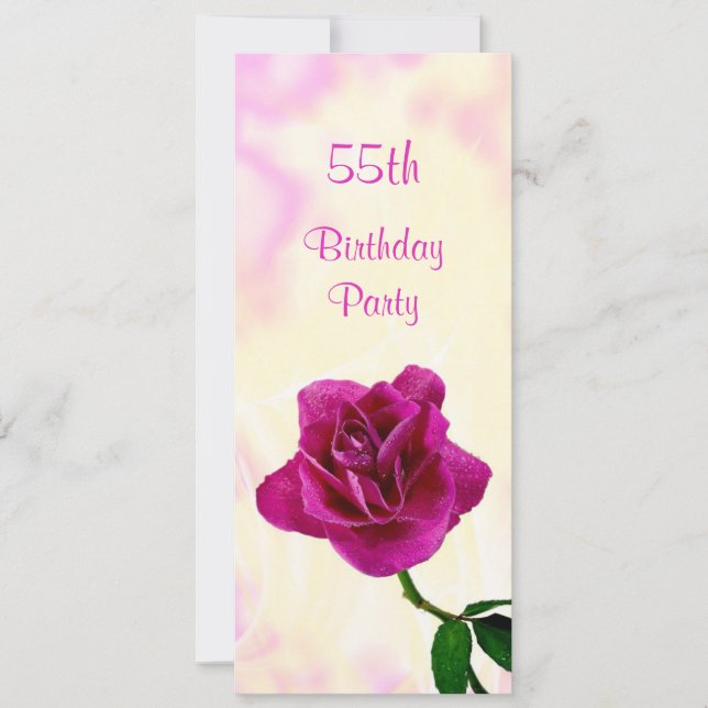 Single Lilac Rose 55. Geburtstag Einladung (Vorderseite)