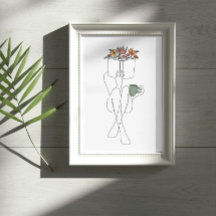 Single Line Art eines Buches Girl Reading