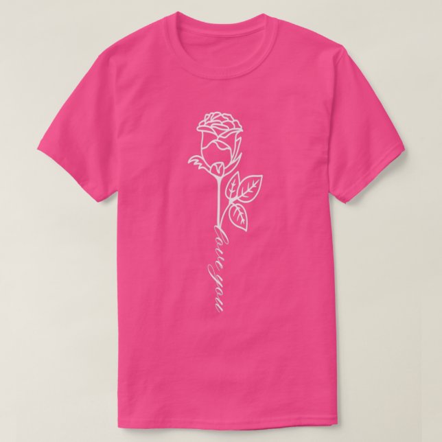 Single Long Stem Rose Liebe Skript T-Shirt (Design vorne)