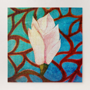 Single Magnolia Blume Rosa Aquamarine Vorlage Früh Puzzle