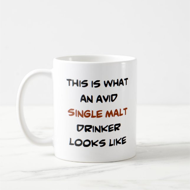 Single Malztrinker, begeistert Kaffeetasse (Links)