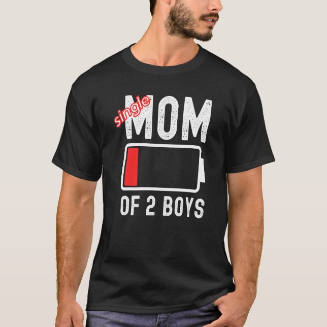 Single Mama von zwei Kindern mit niedrigem Batteri T-Shirt (Vorderseite)