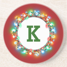 Single Monogram Initial in Holiday Lights Getränkeuntersetzer