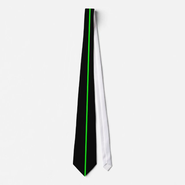 Single Neon Green Strip auf schwarzer Krawatte (Vorderseite)