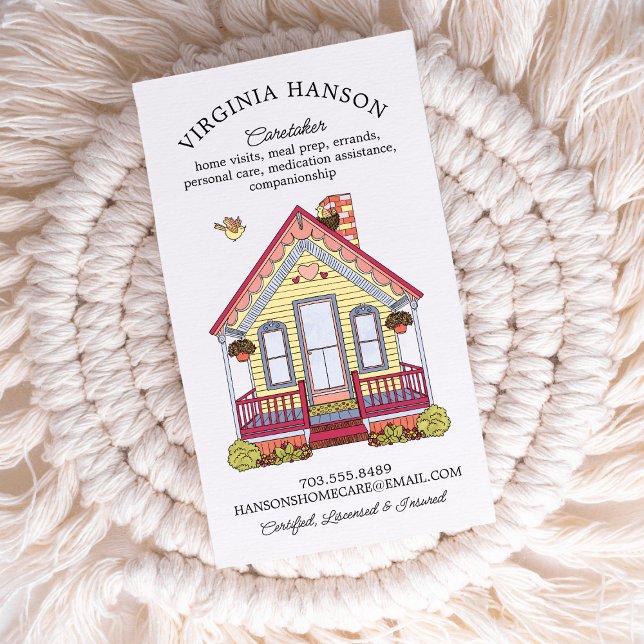 Single "niedlich House Caregiver Services" Visitenkarte (Cute Home Caregiver Business Card)