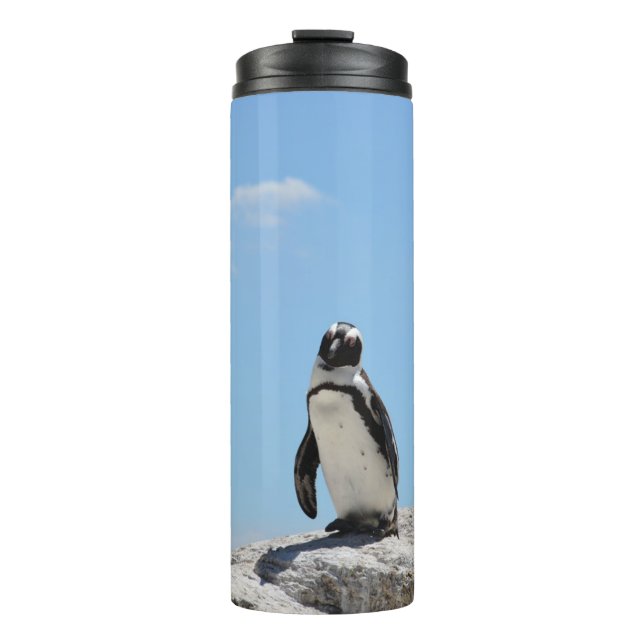 Single Niedlich Pinguin und Blue Sky Thermosbecher (Vorderseite)