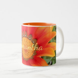 Single Orange Blume Personalisiert Zweifarbige Tasse