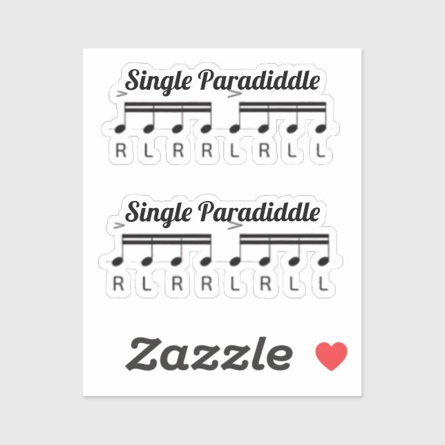 single paradiddle stickers aufkleber (Blatt)