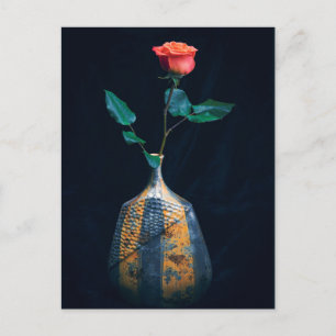 Single Peach Rose in Vase Fotografie Postkarte