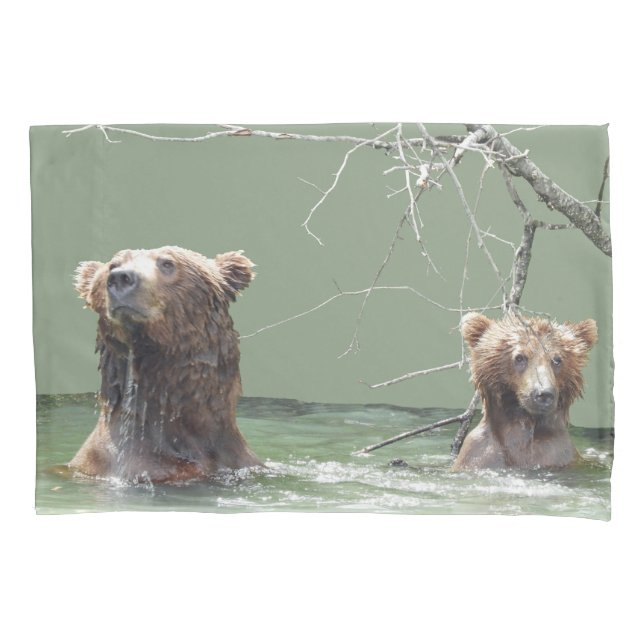 Single Pillowcase, Standardgröße mit Grizzlybären Kissenbezug (Vorderseite)