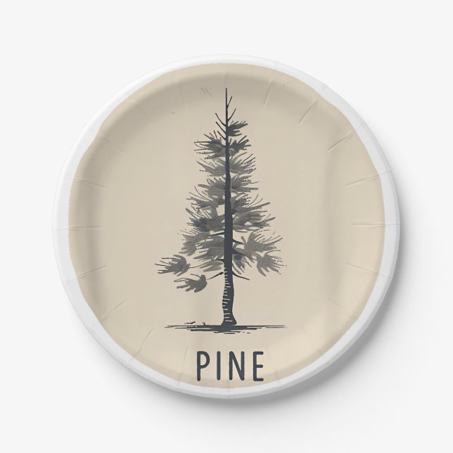 Single Pine Tree Outfit Pappteller (Vorderseite)