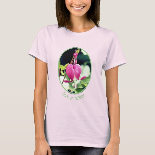 Single Pink Blutung Herz Blume Personalisiert T-Shirt (Vorderseite)