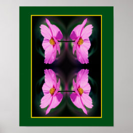 Single Pink Cosmos Blume Mirror Abstrakt Poster