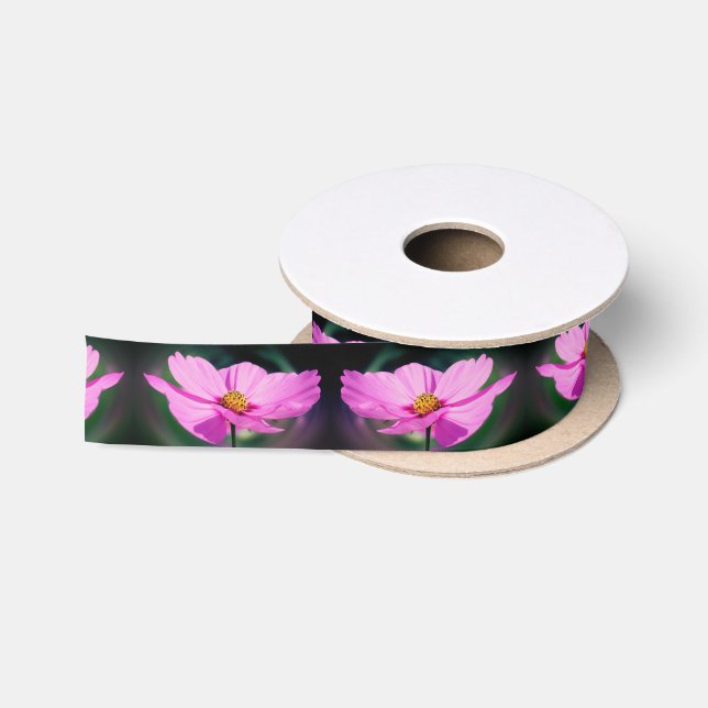 Single Pink Cosmos Wildblume Satinband (Spule)