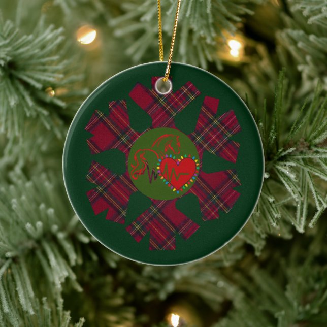 Single Plaid Snowflake Keramik Ornament (Baum)