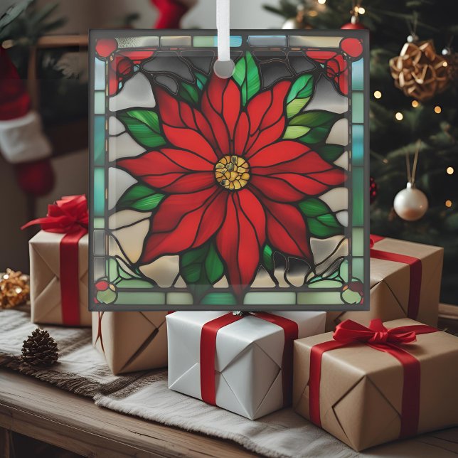 Single Poinsettias Imitate Hartglas Ornament Aus Glas (Von Creator hochgeladen)