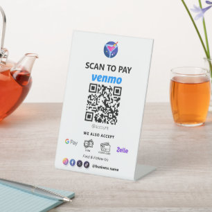 Single QR Code Zahlung Weißer Scan zu bezahlen Sockelschild