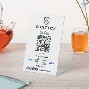 Single QR Code Zahlung Weißer Scan zu bezahlen Sockelschild