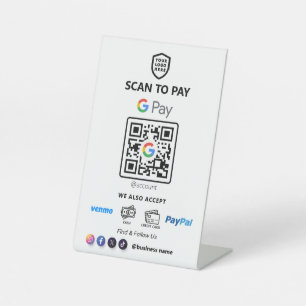 Single QR Code Zahlung Weißer Scan zu bezahlen Sockelschild