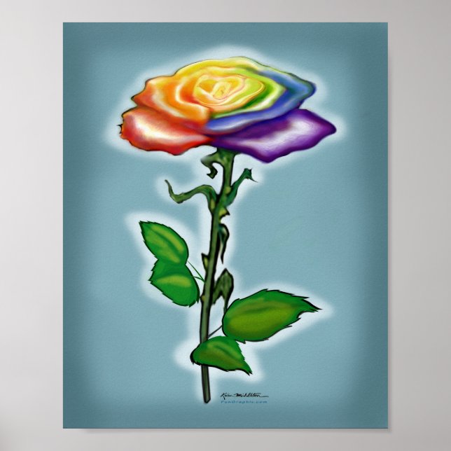 Single Rainbow Rose Poster (Vorne)