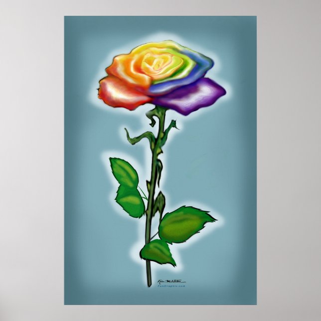 Single Rainbow Rose Poster (Vorne)