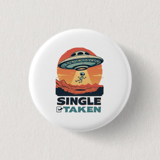 Single Raumschiff Entführung Alien Valentine Button (Vorderseite)