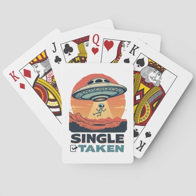 Single Raumschiff Entführung Alien Valentine Spielkarten (Rückseite)