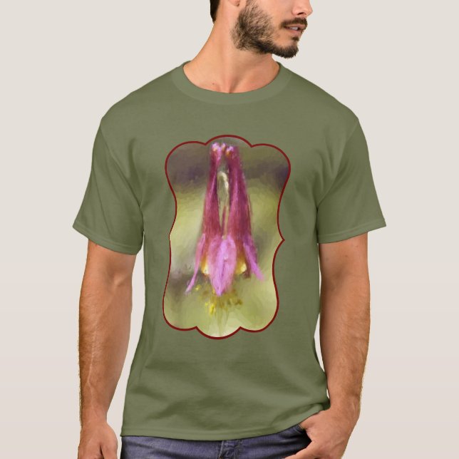 Single Red Columbine Flower Art T-Shirt (Vorderseite)