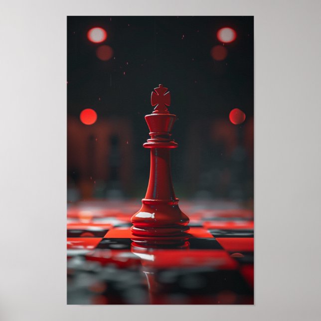 Single Red King Schach Piece Poster (Vorne)