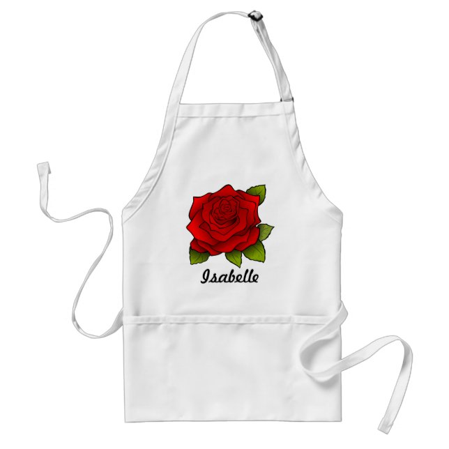 Single Red Rose Art Personalised Schürze (Vorne)