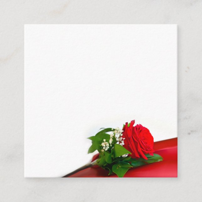 Single Red Rose – Floral White Background Begleitkarte (Vorderseite)