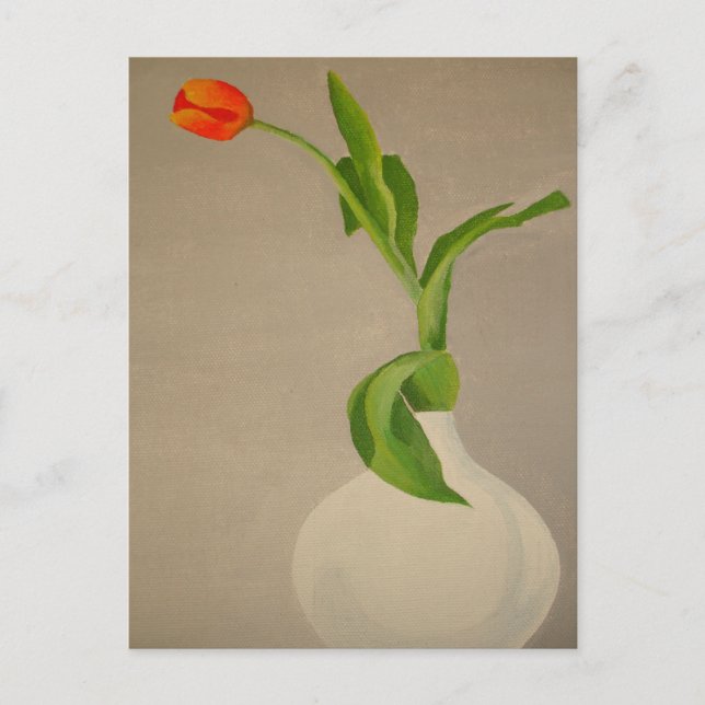 Single Red Tulip in einer weißen Vase Postkarte (Vorderseite)