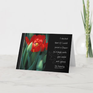 Single Red Tulip with Quote Karte
