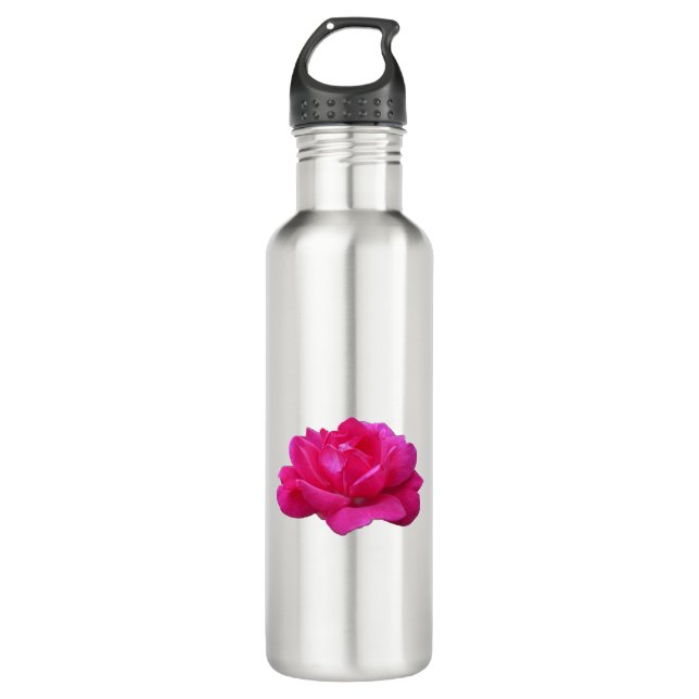Single Rosa Blume Edelstahlflasche (Vorderseite)