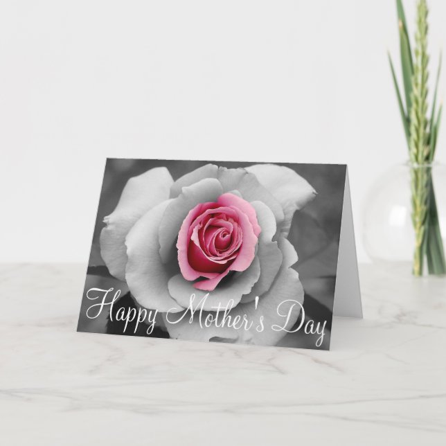 Single Rosa Rosa Muttertagskarte Karte (Vorderseite)