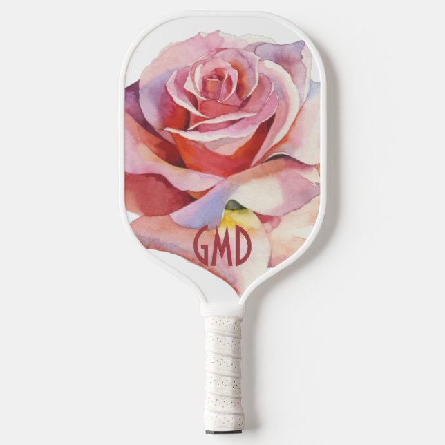 Single Rosa Rose in Blütezeichen Pickleball Schläger (Vorderseite)