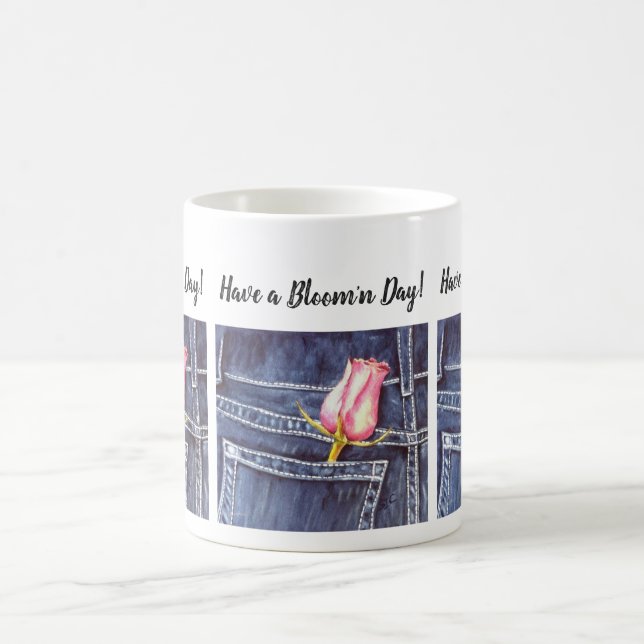 Single Rosa Wasserfarbe Blume Kaffeetasse (Mittel)