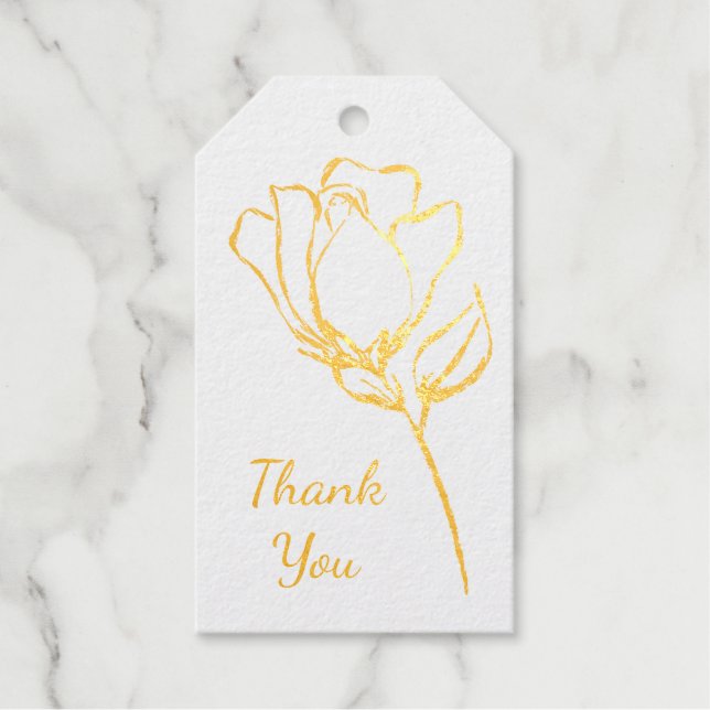 Single Rose Fotovorlage Hochzeit Vielen Dank Geschenkanhänger (Vorderseite)