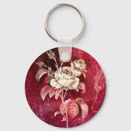 SINGLE ROSE on Red Background Schlüsselanhänger