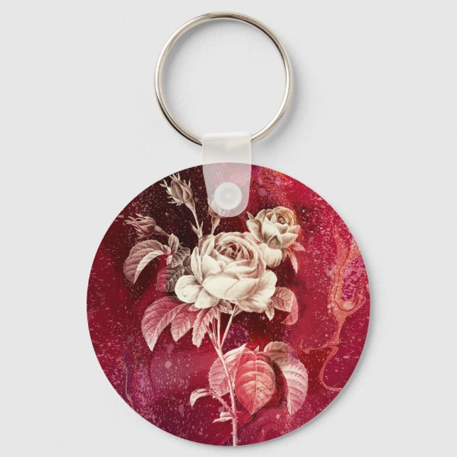 SINGLE ROSE  on Red Background Schlüsselanhänger (Vorderseite)