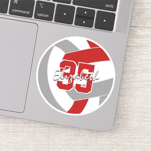 Single, rot, graue Volleyballaufkleber oder als Ma Aufkleber (Detail)