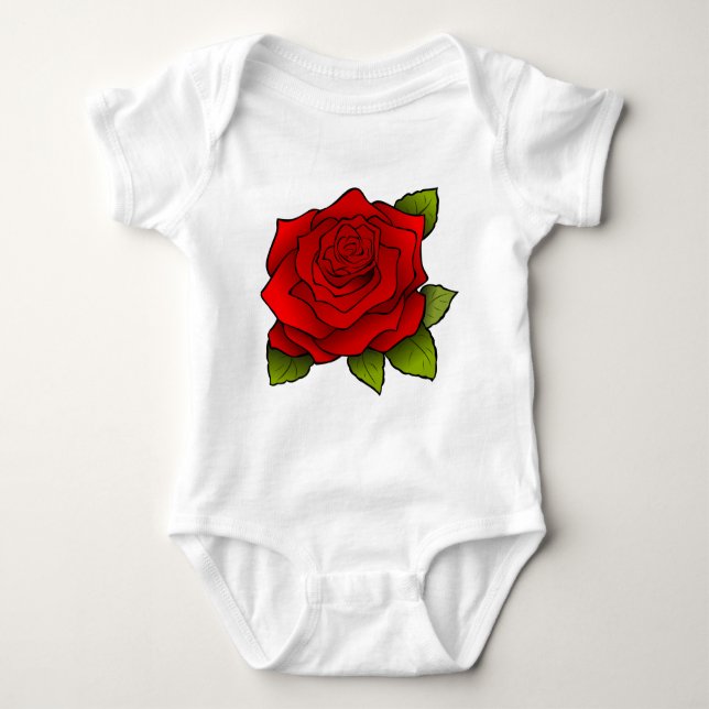 Single Rote Rose Baby Strampler (Vorderseite)