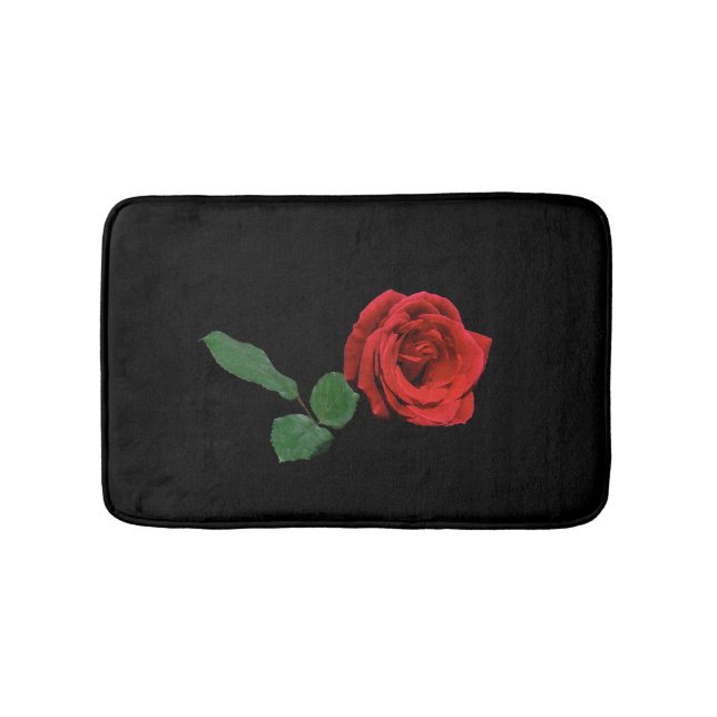 Single Rote Rose Blume Bath Matts Badematte (Vorderseite)