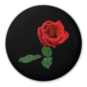 Single Rote Rose Blume Keramik Knoblauch Keramikknauf